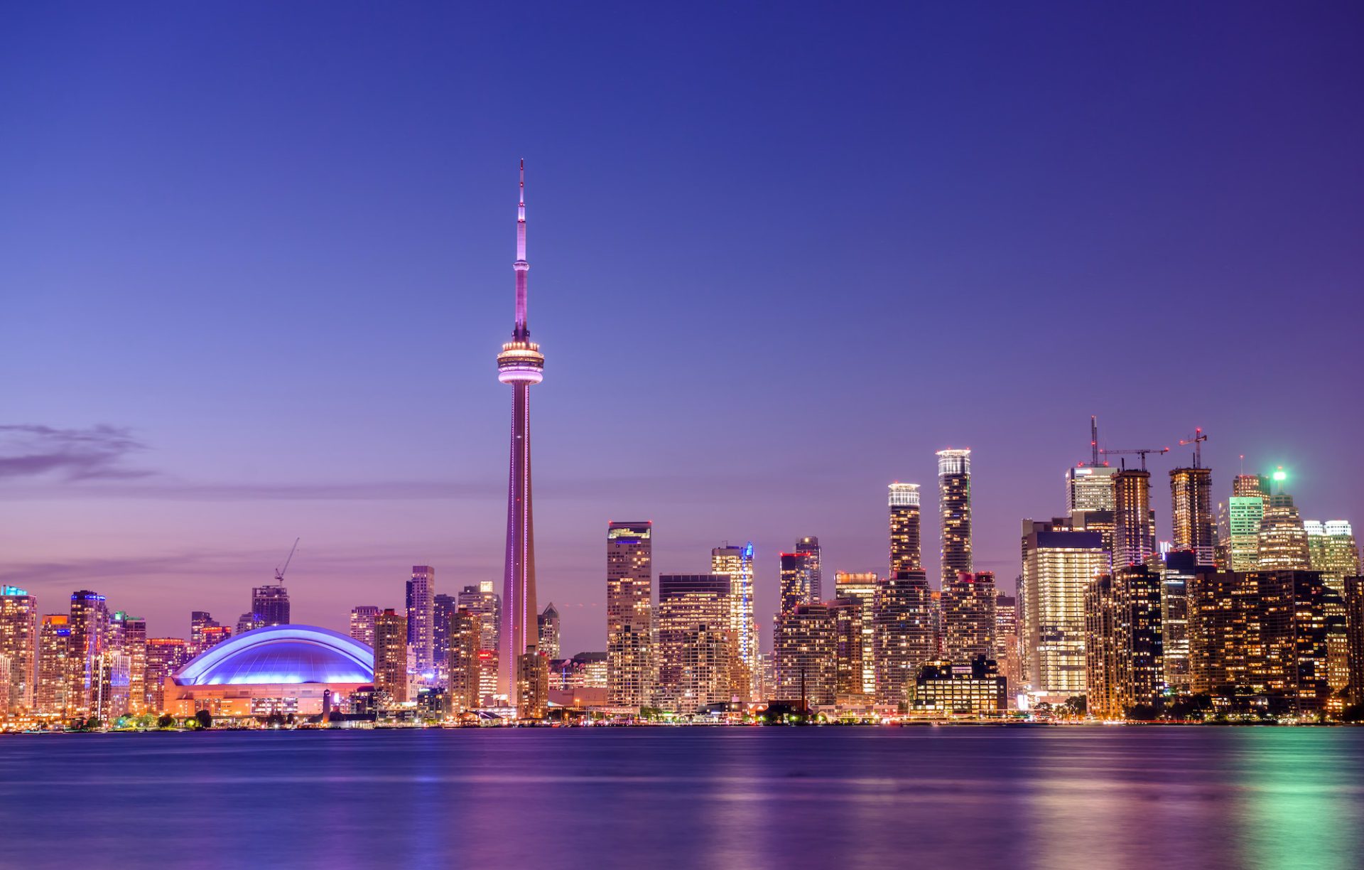 Toronto city skyline at night, Ontario, Canada